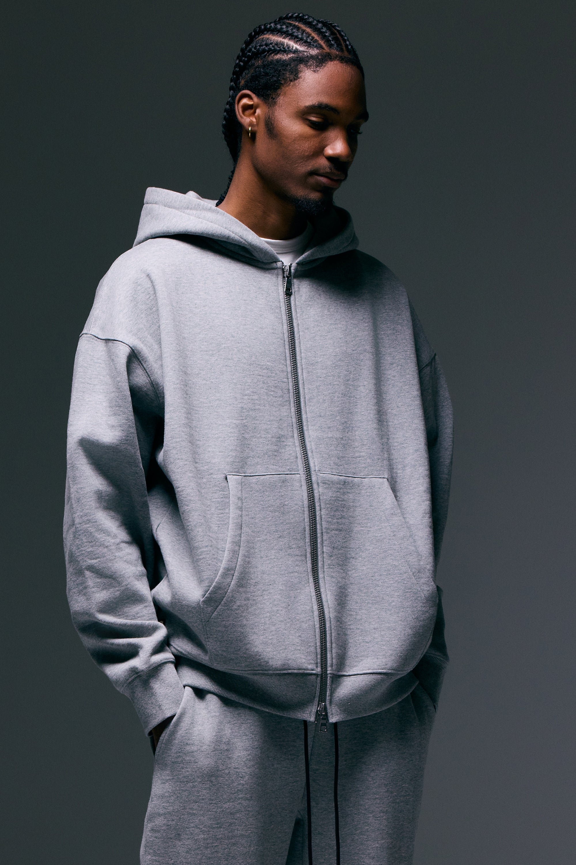 Fate Heavyweight Fleece Double Zip Hoodie - Heather Grey