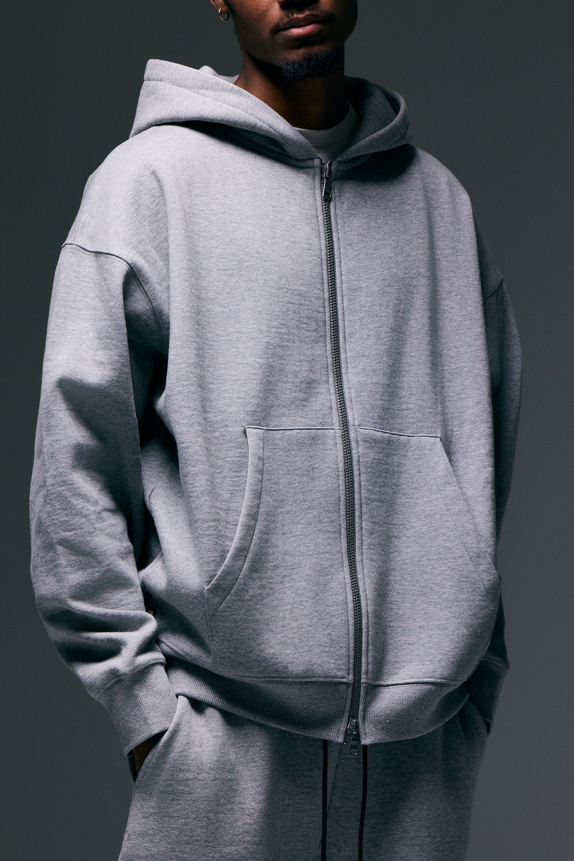 Fate Heavyweight Fleece Double Zip Hoodie - Heather Grey