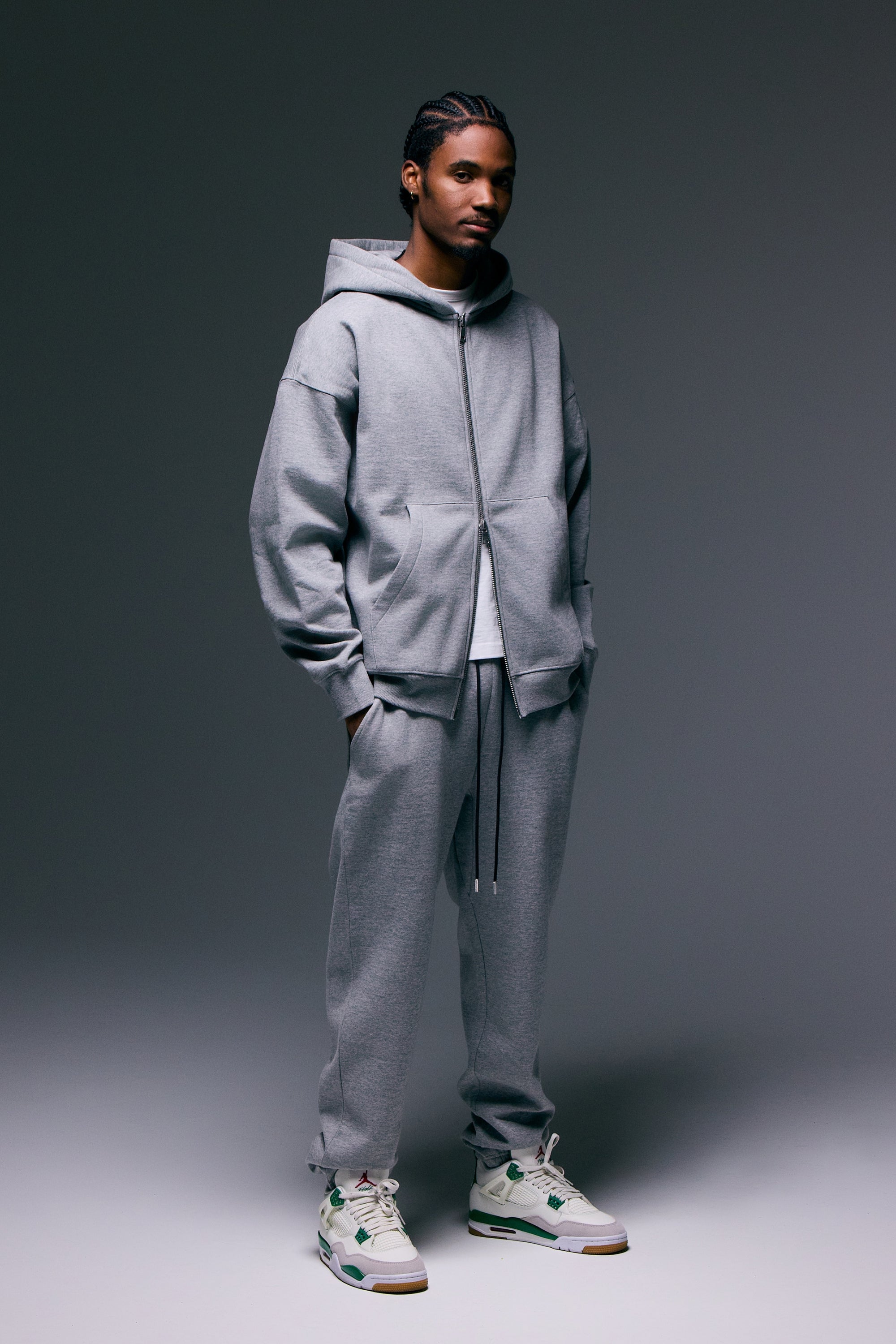 Fate Heavyweight Fleece Double Zip Hoodie - Heather Grey